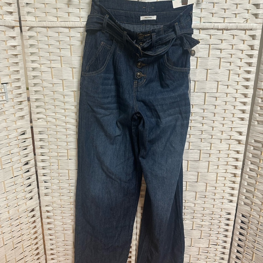 Maurice’s high rise wide leg button fly jeans with tie belt nwt size 2